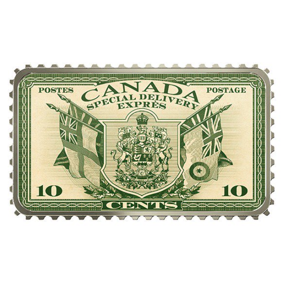 2018 カナダ カナダの歴史的切手：カナダ国章と国旗 切手型銀貨 1