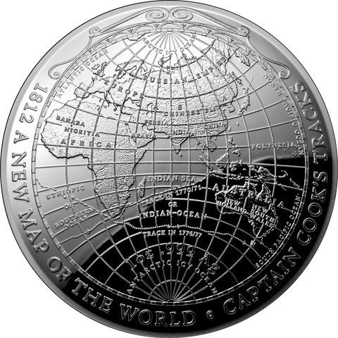 2019 オーストラリア 新世界地図：キャプテン・クックの航跡 銀貨 1 ...