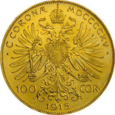 1915 オーストリア 100クラウン 金貨 リストライク（再製造） 37mm