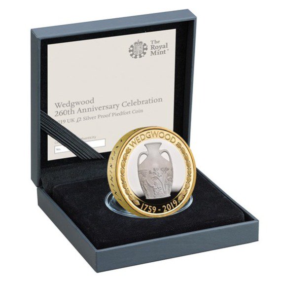 2019 イギリス ウェッジウッド創立260周年記念 2ポンド銀貨 ピエフォー
