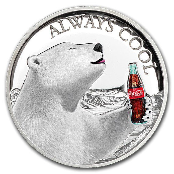 2019 フィジー コカ・コーラ ポーラーベア 銀貨 1オンス プルーフ 箱と