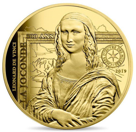 2019 フランス レオナルド・ダ・ヴィンチ没後500周年：モナ・リザ 金貨 1キロ プルーフ 箱とクリアケース付き 【Proof】 新品未使用 -  野口コイン株式会社