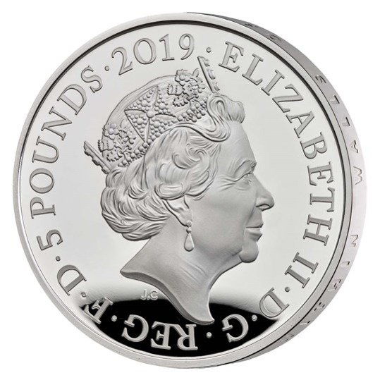 2019 イギリス ヨーマン・ウォーダー 5ポンド銀貨 プルーフ 箱とクリア