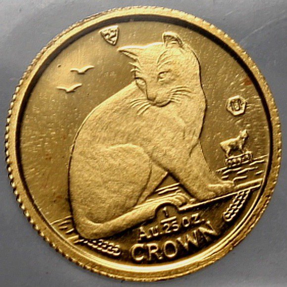 AB/使用感小】 マン島 キャットコイン 1990年 路地裏の猫 1/10オンス