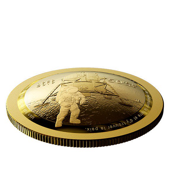 2019 アメリカ アポロ11号50周年記念 金貨 1/4オンス 箱とクリアケース