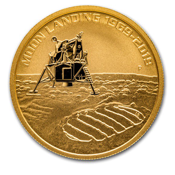 2019 アメリカ アポロ11号50周年記念 金貨 1/4オンス 箱とクリアケース