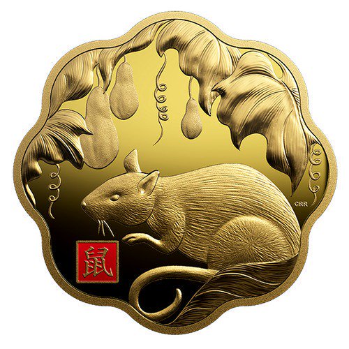 2020 オーストラリア 干支：子(ネズミ)年 金製プリビーマーク付き銀貨