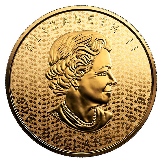 2019 カナダ メイプル金貨40周年記念 金貨 2オンス プルーフ 箱と 
