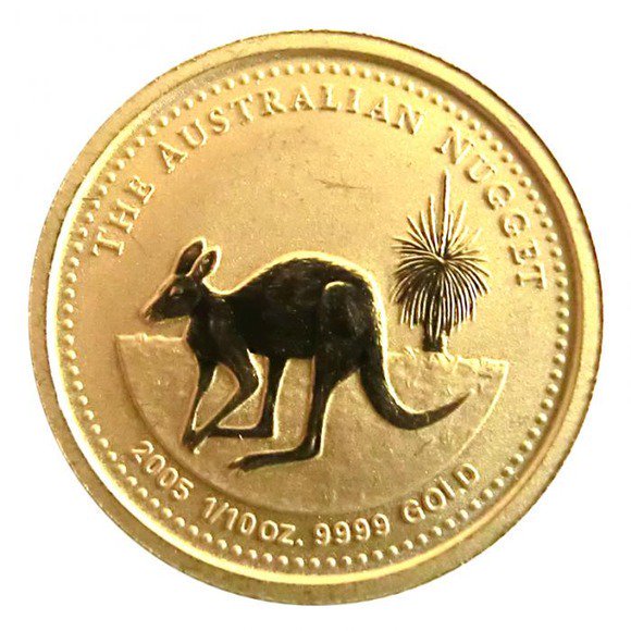 2005 オーストラリア カンガルー金貨 1/10オンス 17mmクリアケース付き ...