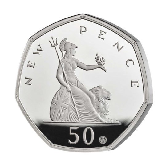 2019 イギリス 50ペンス発行50周年記念 50ペンス銀貨 プルーフ 箱とクリアケース付き 【Proof】 新品未使用 - 野口コイン株式会社