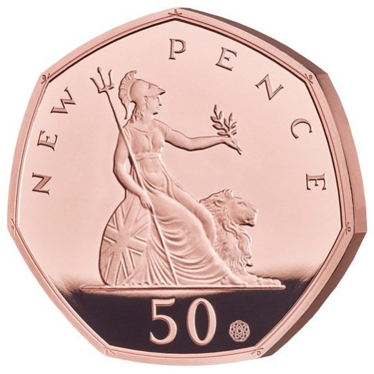 2019 イギリス 50ペンス発行50周年記念 50ペンス銀貨 プルーフ 箱 ...