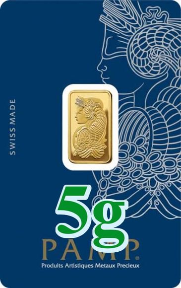 5 グラム スイス PAMP製 ゴールドバー 99.99% (フォルトゥナ) - 野口コイン株式会社