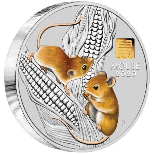2020 オーストラリア 干支：子(ネズミ)年 金製プリビーマーク付き銀貨 ...