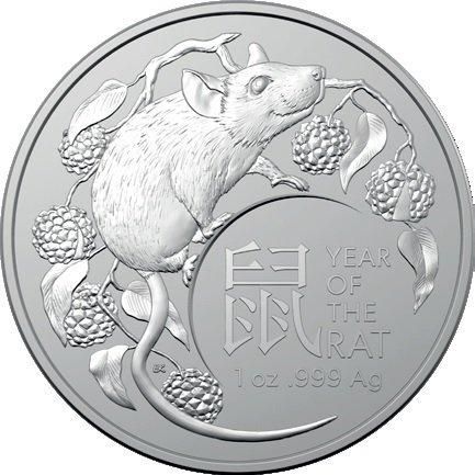 2020 オーストラリア 干支：子(ネズミ)年 銀貨 RAM製 1オンス 40mm