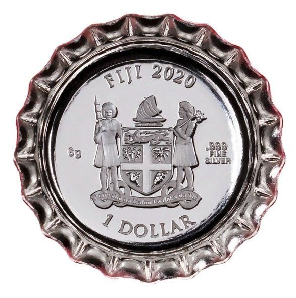フィジー共和国 1ドル銀貨☆コカ・コーラの蓋／2018年／未使用／珍品／希少／ 2018 フィジー $1 NGC PF70 「コカ・コーラ ボトル キャップ」 発行