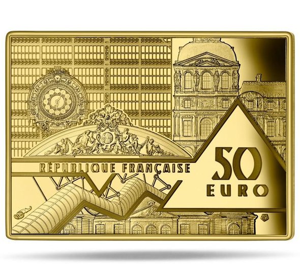 2020 フランス 富嶽三十六景：神奈川沖浪裏 50ユーロ金貨 1/4オンス プルーフ 箱とクリアケース付き 【Proof】 新品未使用 -  野口コイン株式会社