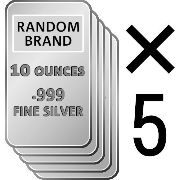 10オンス ランダムブランド シルバーバー 99.9% 【5本セット】 ※※ 純銀 インゴット ingot シルバーバー SILVER 10oz  311グラム 311g - 野口コイン株式会社