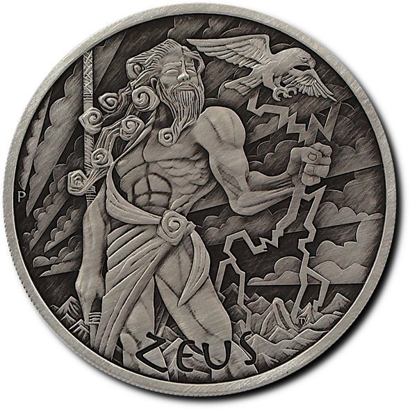 2020 ツバル オリンポスの神々：ゼウス 1ドル銀貨 1オンス 
