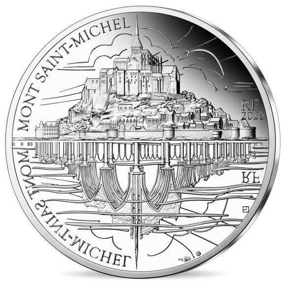 2020 フランス UNESCO:モン・サン＝ミシェル 10ユーロ 銀貨 プルーフ 