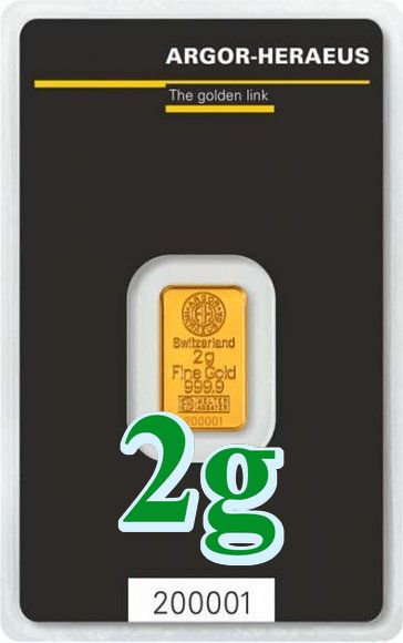 2 グラム スイス アルゴア製 ゴールドバー 99.99% - 野口コイン株式会社