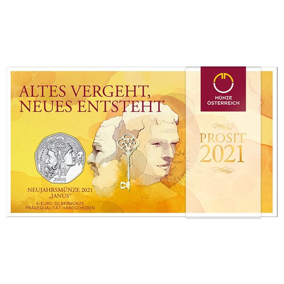 2022 オーストリア 2022年版新年祝賀5ユーロ銀貨：幸せは鳥 1/4オンス