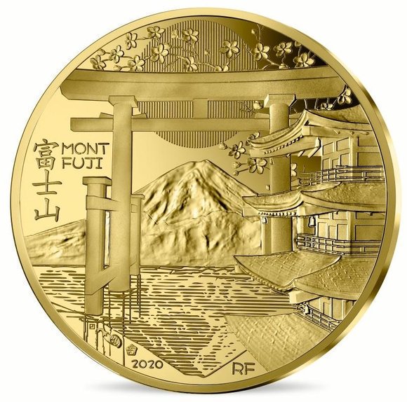 2020 フランス UNESCO:富士山 50ユーロ金貨 1/4オンス プルーフ 箱とクリアケース付き 【Proof】 新品未使用 -  野口コイン株式会社