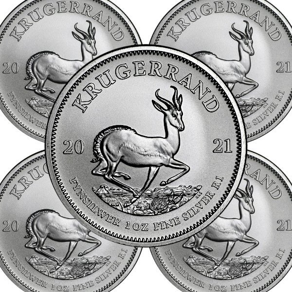 2021 1オンス 南アフリカ クルーガーランド銀貨 □【5枚】セット 39mmクリアケース付き 新品未使用 - 野口コイン株式会社