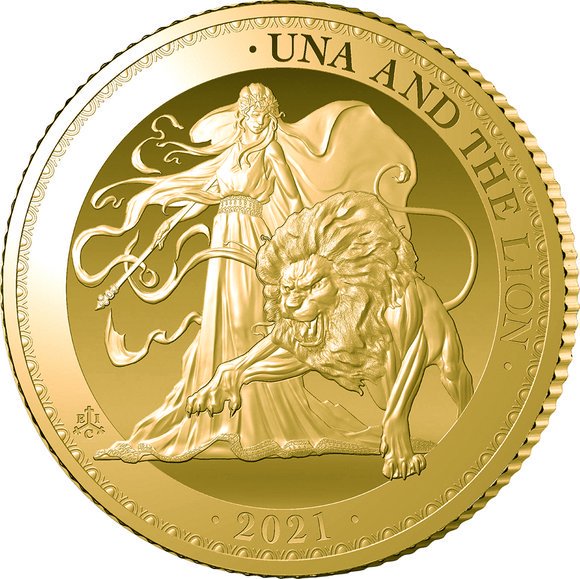 女神左立位】 現代版 2021 1オンス セントヘレナ ウナとライオン 金貨
