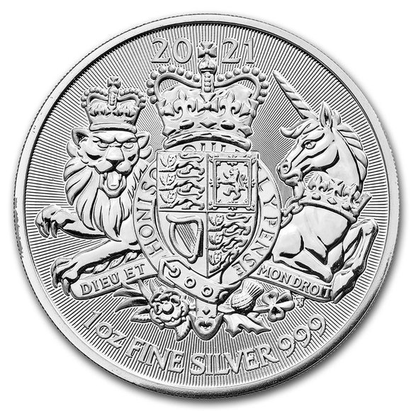 2021 イギリス 王室紋章 2ポンド銀貨 1オンス 39mmクリアケース付き 