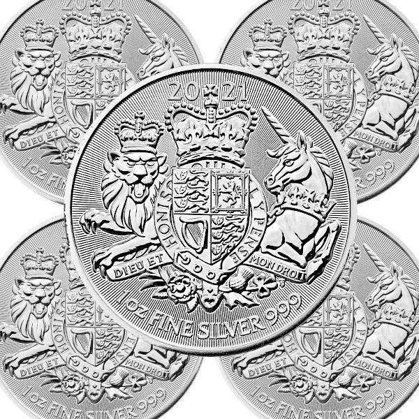 未使用 純銀 イギリス 王室紋章 1オンス 銀貨 2021年 コインケース付き