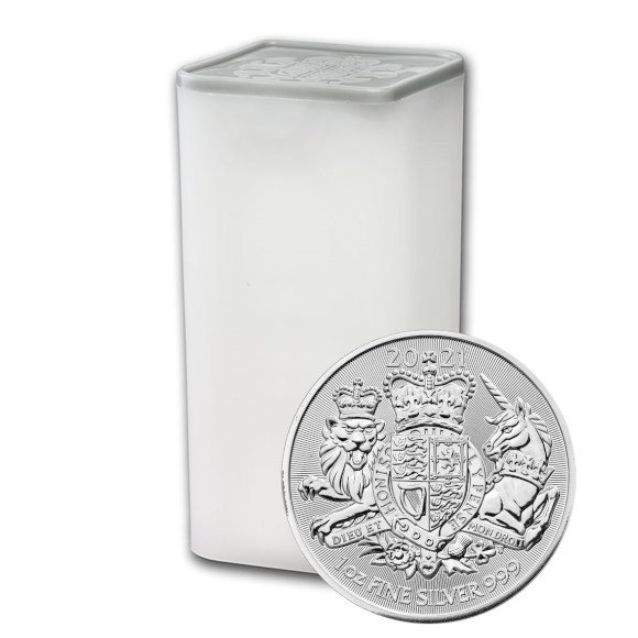 2021 イギリス 王室紋章 2ポンド銀貨 1オンス □【25枚】セット (ミントロール付き) 新品未使用 - 野口コイン株式会社