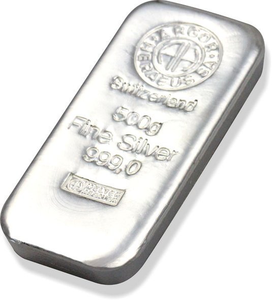 500グラム スイス アルゴア製 シルバーバー 99.9%【10本】セット ※※ 純銀 インゴット ingot シルバーバー SILVER 500g  - 野口コイン株式会社