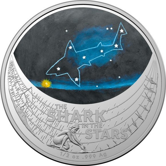 2021 オーストラリア 星と創世神話：星空のサメ 1ドル銀貨 1/2オンス ...