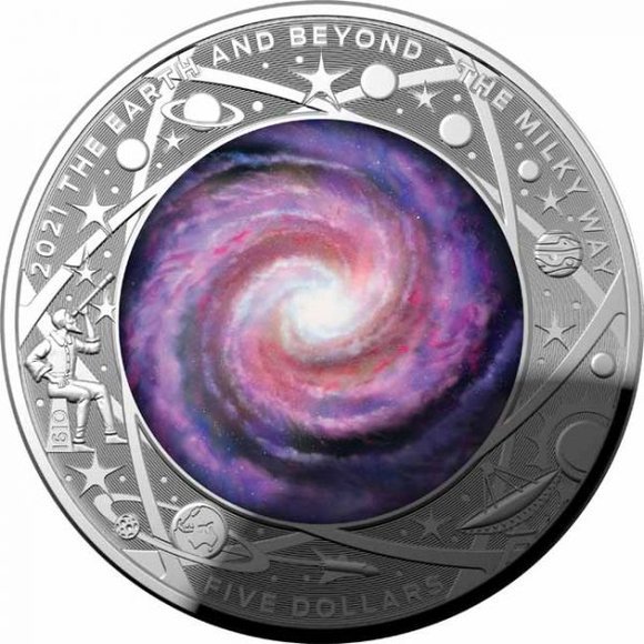 2021 オーストラリア 地球とその彼方：天の川 5ドル銀貨 1オンス 