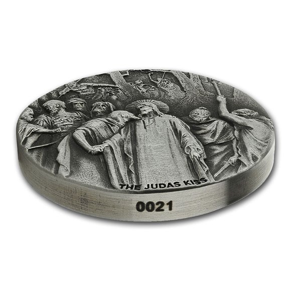 2020 ニウエ 聖書：ユダの接吻 2ドル銀貨 2オンス 箱付き 新品未使用 