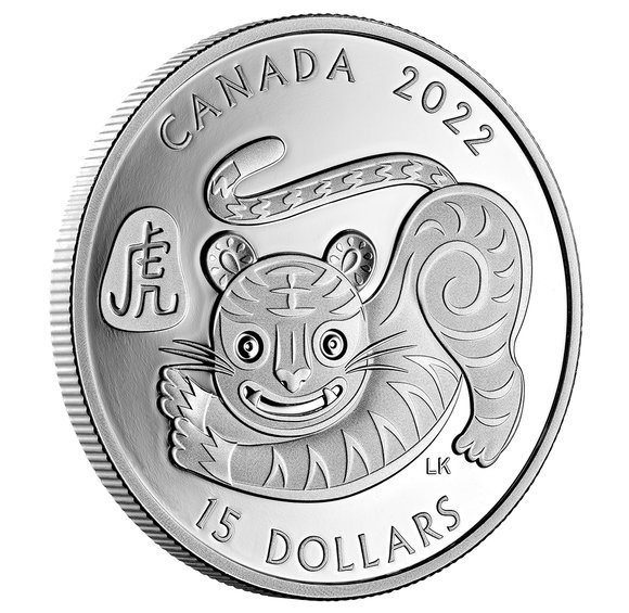 2022 カナダ 干支：寅(トラ)年 15ドル銀貨 1オンス プルーフ 箱と