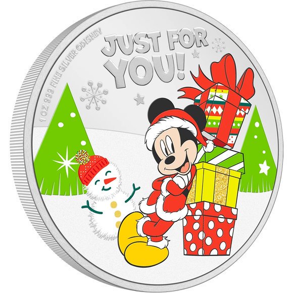 2021 ニウエ ディズニー：クリスマスのお祝い 2ドル銀貨 1オンス