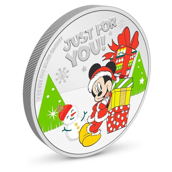 2021 ニウエ ディズニー：クリスマスのお祝い 2ドル銀貨 1オンス