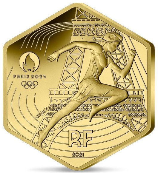 2024 フランス パリ2024 オリンピック開催記念 六角形 250ユーロ金貨2024