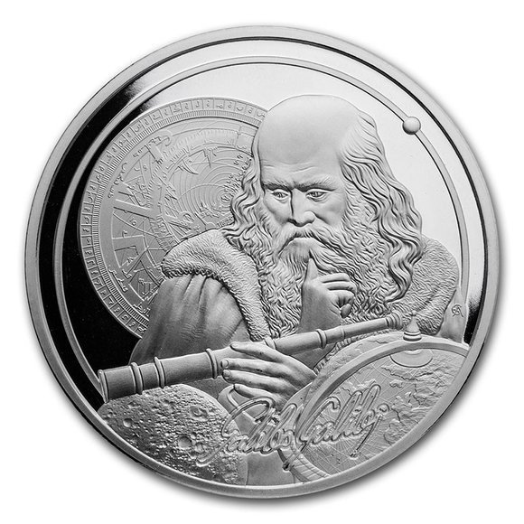 ニウエ ひらめきの肖像：ガリレオ・ガリレイ 5ドル銀貨 1オンス