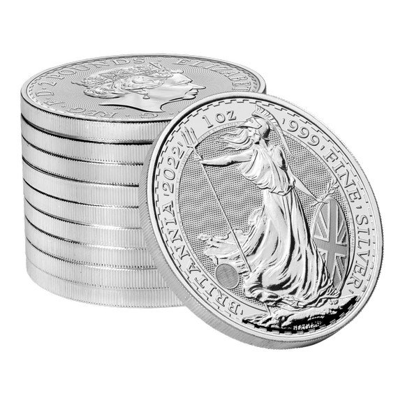 2022 1オンス イギリス ブリタニア銀貨 【25枚】セット (ミントロール付き) 新品未使用 - 野口コイン株式会社