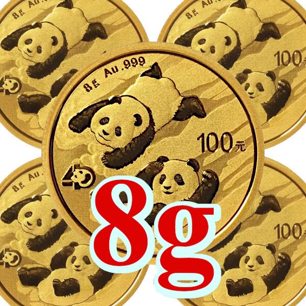2022 8グラム 中国 パンダ 金貨 □【5枚】セット 新品未使用 100元 - 野口コイン株式会社