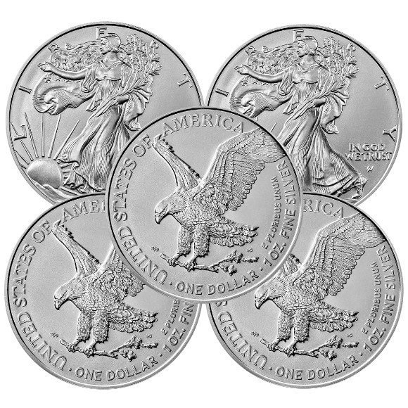 アメリカ イーグル銀貨(2021年)5枚セット　-1オンス銀貨-