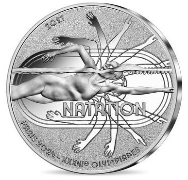 2021 フランス 2024年パリオリンピック 競泳 10ユーロ銀貨 プルーフ 箱