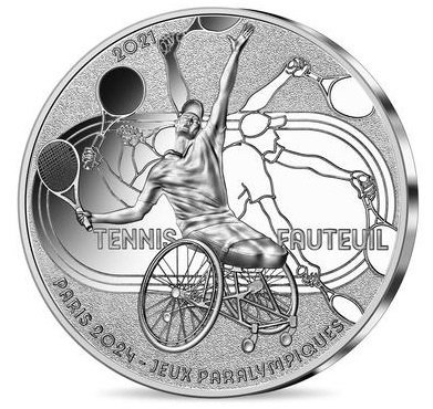 2021 フランス 2024年パリオリンピック 車椅子テニス 10ユーロ銀貨 ...