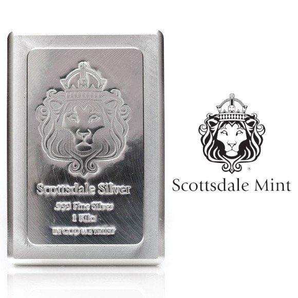 1KG アメリカ スコッツデール・ミント製 シルバーバー 99.9% ※※ 純銀 インゴット ingot シルバーバー SILVER 1kg  1000グラム 1000g - 野口コイン株式会社