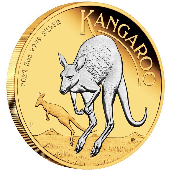 2022 2オンス オーストラリア カンガルー 銀貨 プルーフ 部分金メッキ