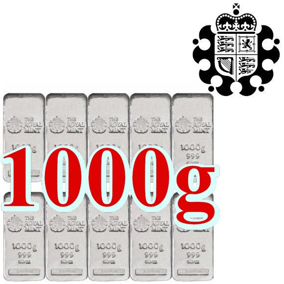 1KG イギリス ロイヤルミント製 シルバーバー 99.9% 【10本】セット ...