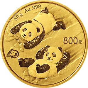 2022 50グラム 中国 パンダ 金貨 プルーフ 箱とクリアケース付き 新品