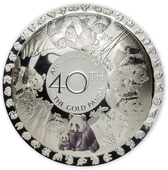 2022 50グラム ソロモン諸島 パンダ金貨発行40周年記念 銀貨 5ドル 